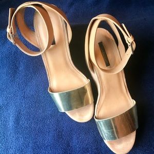 Zara T brand Gold wedge heel sandals